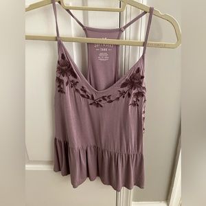 American Eagle Tank - purple with flowers